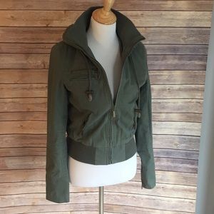 Army green zip up coat